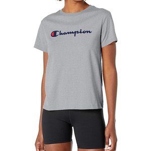 NWT Champion Women's Script Logo Athletics T-Shirt Gray Size X-Small $25 F221